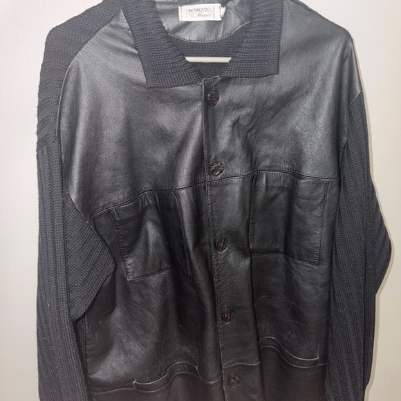 Mondani Black Leather Shirt Jacket for Men